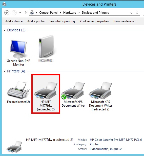 A LOCAL USB PRINTER FROM TERMINAL SERVER -